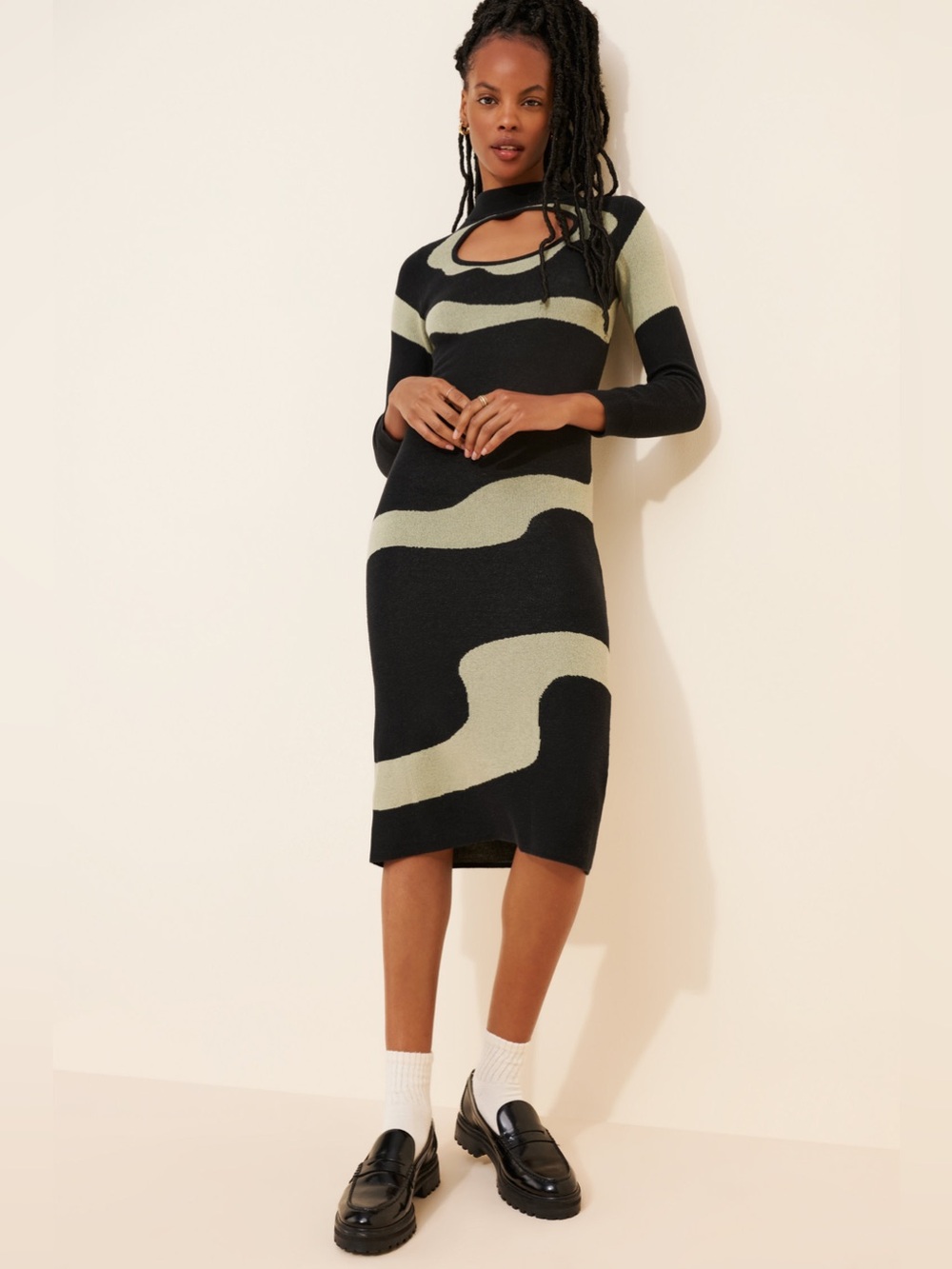 Another Girl Swirl Cut Out Midi Dress Knit Graphic Midi Dress Size Small
